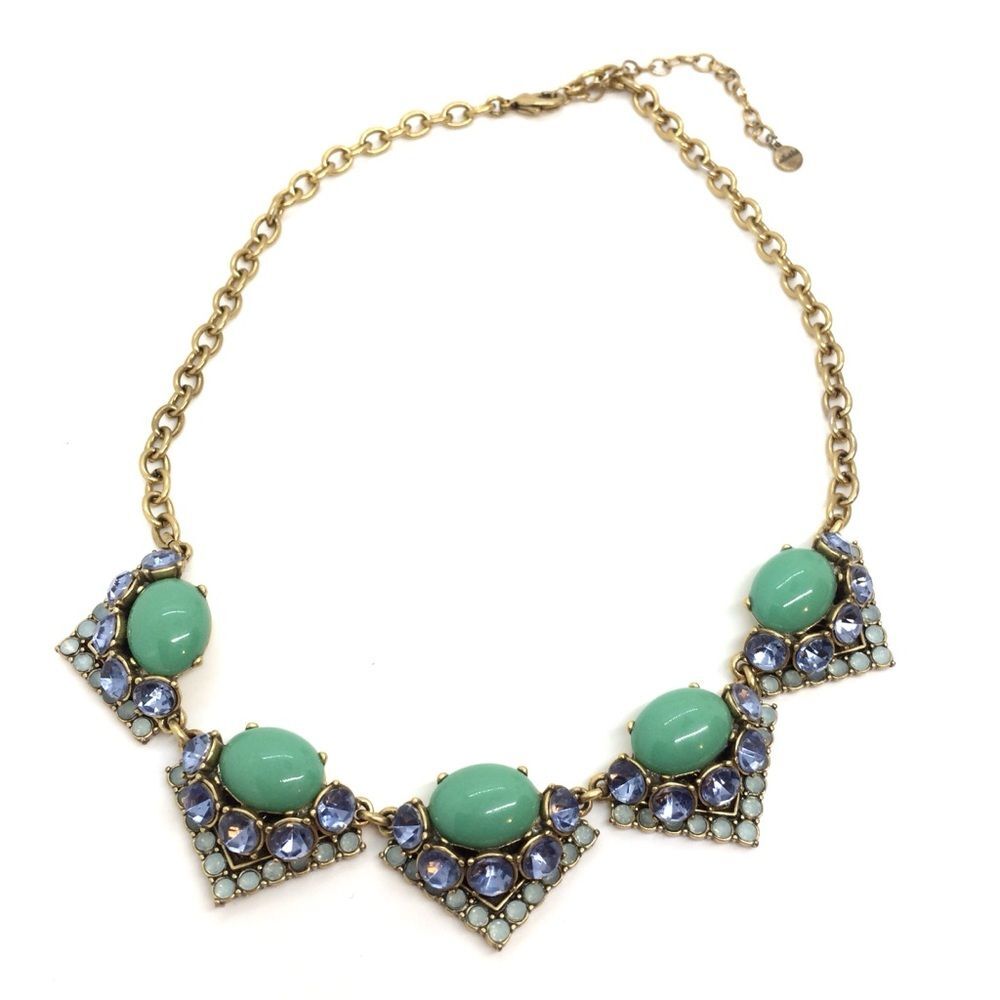 STELLA DOT NECKLACE Turquoise Purple Rhinestone Cabochon Tribal Glam - Picture 5 of 15